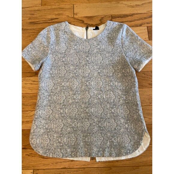 J.Crew Women’s thick grey Short Sleeve Patterned Shirt With Back Zipper sz small - Picture 1 of 9